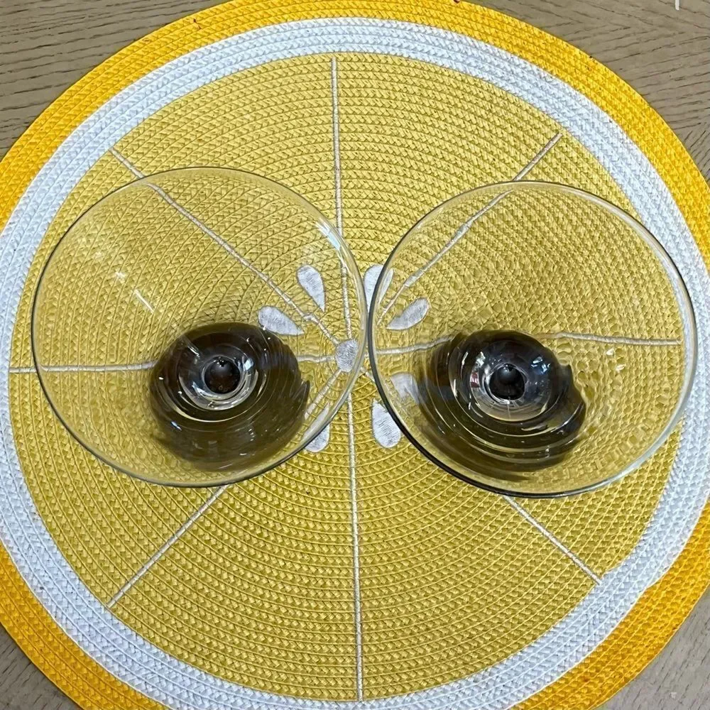 Set Of 2 Martini, Vodka Cocktail Bottom Bubble Glasses